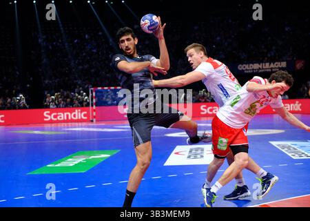 7. Januar 2018 - Paris, Frankreich - Spieler des ägyptischen Teams EL-AHMAR AHMED in Aktion während der Handball Goldenen Liga zwischen Frankreich und Ägypten in der AccorHotel Arena in Paris - Fran.Norwegen gewann 31-28 (Credit Image: © Pierre Stevenin Via ZUMA Wire) Stockfoto