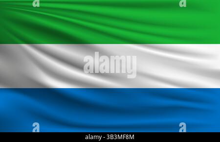 Vektorfahne von Sierra Leone winkende Nahaufnahmebildschirm Stock Vektor