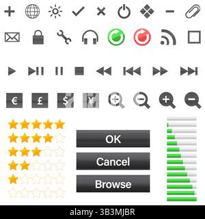 Satz von Media Player-Symbolen im Linienstil Stock Vektor