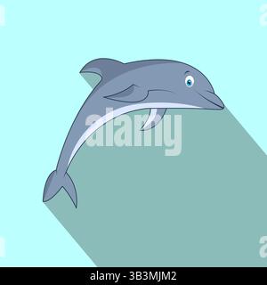 Blaue Delfin-Symbol flache Illustration des blauen Delfin-Vektor-Icons Stock Vektor