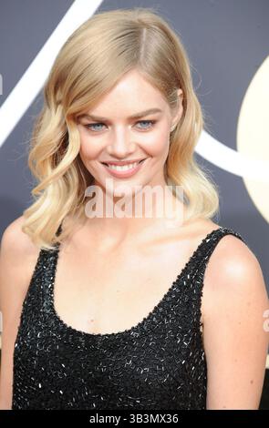 7. Januar 2018 - Los Angeles, CA, USA - Samara Weaving kommt am 7. Januar 2018 zu den 75. Jährlichen Golden Globe Awards im Beverly Hilton Hotel in Beverly Hills, Kalifornien (Credit Image: © Peter West/Ace Pictures via ZUMA Press) Stockfoto