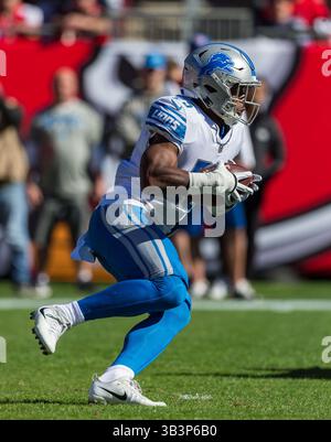 10. Dezember 2017: Die Detroit Lions laufen im Raymond James Stadium in Tampa, Florida, zurück. Del Mecum/CSM(Kreditbild: &Copy; Del Mecum/CSM via ZUMA Wire) Stockfoto