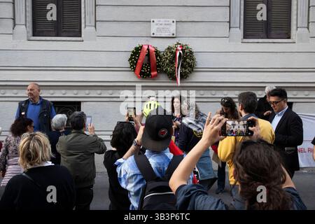 Mailand, Italien. April 2025. Gedenkfeier in ricordo della morte di Gaetano AmorosoMilano - Italia - Cronaca Lunedì, 29. April 2025 (Foto di Marco Ottico/Lapresse) Gedenkfeier von Gaetano Amoroso Mailand - Italien - Nachrichten Montag, 29. April 2025 (Foto von Marco Ottico/Lapresse) Credit: LaPresse/Alamy Live News Stockfoto
