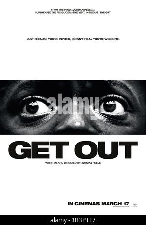 23. Januar 2018 - DATEI - 90. Oscar Awards Nominierungen - BEST PICTURE - ERSCHEINUNGSDATUM: 17. Februar 2017 TITEL: Get Out STUDIO: Universal Pictures REGISSEUR: Jordan Peele PLOT: Es ist Zeit für einen jungen Afroamerikaner, sich mit den Eltern seiner weißen Freundin für ein Wochenende in ihrem abgelegenen Anwesen im Wald zu treffen, aber bald wird das freundliche und höfliche Ambiente einem Albtraum weichen. HAUPTROLLE: DANIEL KALUUYA Poster Art. (Credit Image: © Universal Pictures/Entertainment Pictures/ZUMAPRESS.com) Stockfoto