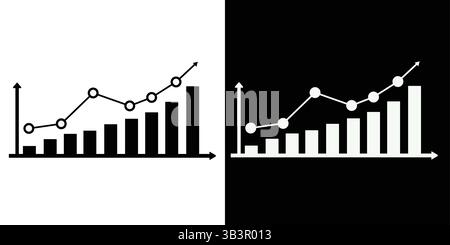 Wachsender Diagrammsatz. Geschäftsdiagramm mit Pfeil. Erweitert die Diagrammsammlung. Gewinn wächst sumbol. Fortschrittsbalken. Balkendiagramm Stock Vektor