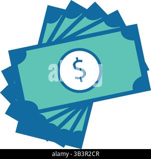 Stilisierte Dollarscheine-Stapel-Vektor-Illustration für Finanz- und Geschäftsthemen Stock Vektor