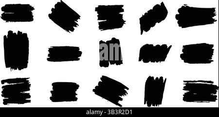 Einfarbige Grunge-Texturen – Handgezeichnete Pinselstriche Und Farbflecken Vektorset Stock Vektor