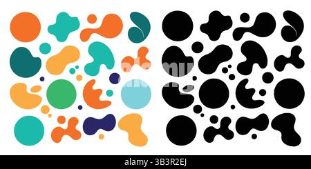 Unregelmäßige Blob Shapes Set - abstrakte organische Vektorelemente in zwei Reihen, weißer Hintergrund Stock Vektor