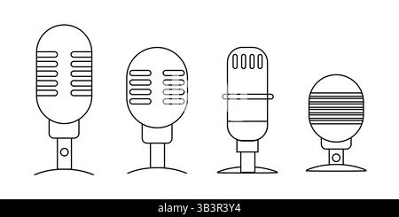 Mikrofon-Symbol-Set – Karaoke-, Podcast- und Streaming-Mic-Vektor-Sammlung für Web/Mobile Stock Vektor