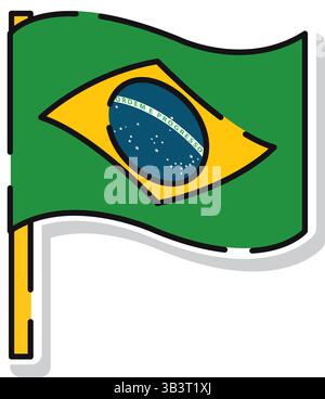 Brasilien schwenkt Nationalflagge. Vektorabbildung Stock Vektor