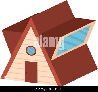 Einfaches Haus mit farbigem Dach. Vektorabbildung Stock Vektor