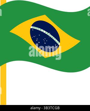 Brasilien schwenkt Nationalflagge. Vektorabbildung Stock Vektor