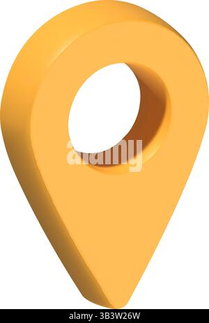 3D gelbe Karte Position Pin isoliert. Vektorabbildung Stock Vektor