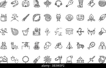 Prähistorische Ikonen. Einfaches Vektorsymbol. Illustration Symbol Design Vorlage für Web Mobile UI Element. Stock Vektor
