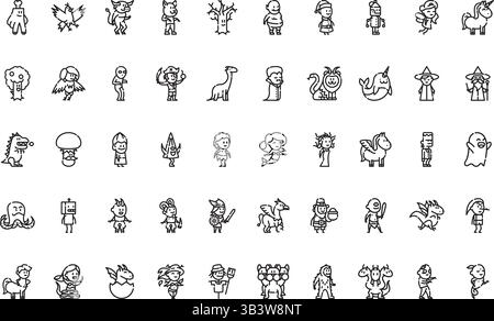Fantastische Charaktere Symbole einfaches Vektorsymbol. Illustration Symbol Design Vorlage für Web Mobile UI Element. Stock Vektor