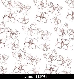 Skizzenmuster Schmetterling. Vektorabbildung Stock Vektor