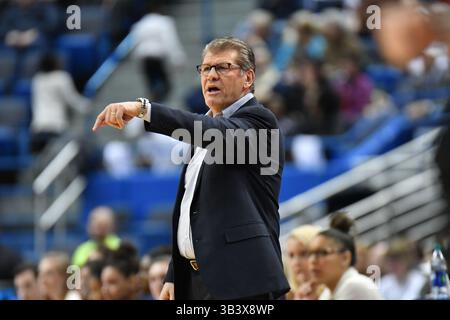 4. Februar 2017: Cheftrainer Geno Auriemma von den UConn Huskies reagiert auf einen Plaly während eines Spiels gegen Cincinnati Bearcats im XL Center in Hartford, CT. Gregory Vasil/CSM(Kreditbild: &Copy; Gregory Vasil/CSM via ZUMA Wire) Stockfoto