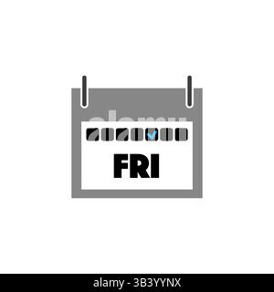 Kalendersymbol Freitag. FR-Form an Wochentagen. Markieren Sie Vektor. Graues Schwarz. Stock Vektor
