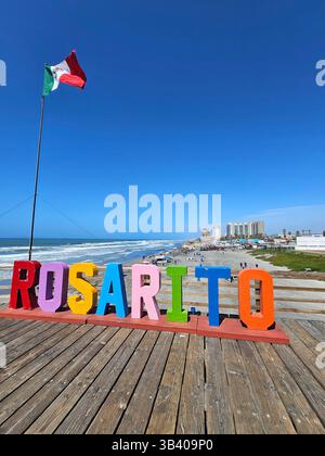 Playas de Rosarito, Baja California, Mexiko - 15. März 2025: Strände von Rosarito an der Küste von Baja California, Mexiko Stockfoto