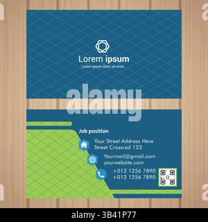 Moderne Visitenkartenvorlage – Corporate ID Design in Blau und Grün Stock Vektor