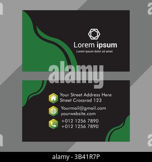 Moderne Visitenkartenvorlage – Corporate Identity Design in Schwarz und Grün Stock Vektor