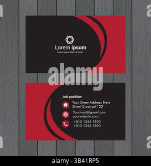 Moderne Visitenkartenvorlage – Corporate Identity Design in Schwarz und Rot Stock Vektor