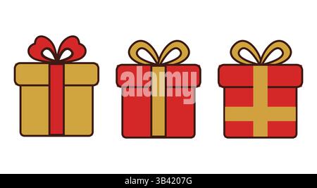 Weihnachtsgeschenkboxen Symbolsatz Stock Vektor