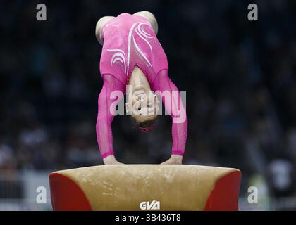13. Juli 2015: Toronto, Ontario, Kanada: MADISON DESCH aus den Vereinigten Staaten tritt im Women's All Around Final an und gewinnt die Silbermedaille während der Pan am Games 2015 im Toronto Coliseum. (Bild: © Andrew Chin/ZUMA Wire) Stockfoto