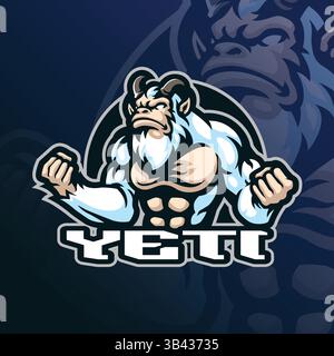 Yeti Mascot Logo Design Vektor mit modernem Illustrationskonzept Stil für Abzeichen, Emblem und T-Shirt Druck. Yeti-Illustration für die Sportmannschaft. Stock Vektor