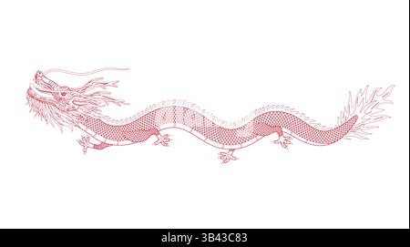 Vektorlinie Illustration des orientalischen chinesischen Drachen Stock Vektor