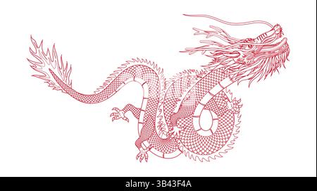 Vektorlinie Illustration des orientalischen chinesischen Drachen Stock Vektor