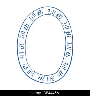 Handgezeichneter Textrahmen mit SEA LIFE-Schriftzug auf weißem Hintergrund für minimalistisches Design mit Meeresmotiv Stock Vektor