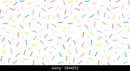Einfaches Sprinkle-Muster. Bunte Konfetti-Streusel. Das Kind feiert den Hintergrund der Geburtstagsfeier. Vektorillustration im skandinavischen Stil Stock Vektor