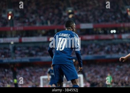 London, Großbritannien. April 2025. Ousmane Dembele während des Halbfinales der UEFA Champions League 2024/25 im First Leg Spiel zwischen Arsenal und Paris Saint-Germain am 29. April 2025 im Arsenal Emirate Stadium in London. Foto: Lounis Tiar/ABACAPRESS.COM Credit: Abaca Press/Alamy Live News Stockfoto