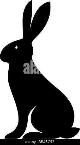 Kaninchen Silhouette Vektor Illustration schwarz-weiße Tier Grafik Stock Vektor