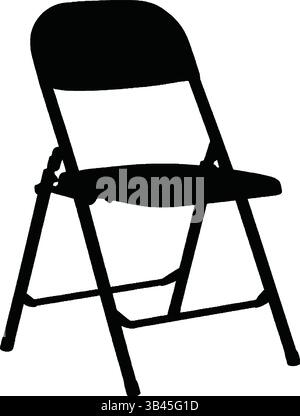 Faltender Metallstuhl Silhouette Vektor - tragbare Sitzsymbole für Ereignis- und Möbeldesign Stock Vektor