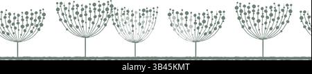Vektor künstlerische minimalistische Stil nahtlose Reihe von Bäumen Illustration isoliert auf Einem weißen Hintergrund. Stock Vektor
