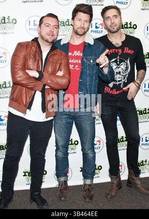 Joseph Milligan, Stephen Christian und Christian McAlhaney von Anberlin treten am 23. Oktober 2013 im Radio 104's Performance Theatre in Bala Cynwyd auf Stockfoto