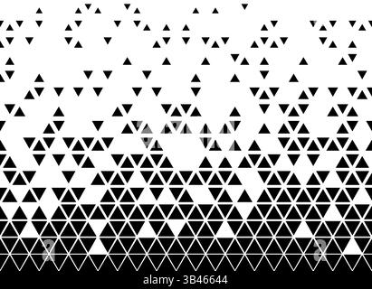 Geometrische schwarze Dreiecke, die ein abstraktes Muster mit Verlaufseffekt auf weißem Hintergrund bilden Stock Vektor