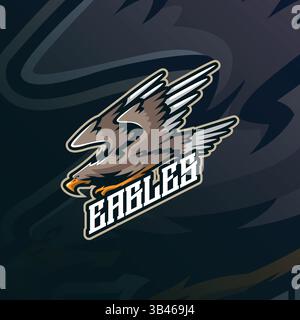 Eagles Maskottchen Logo Design Vektor mit modernem Illustrationskonzept Stil für Abzeichen, Emblem und T-Shirt Druck. Abbildung Adler. Stock Vektor