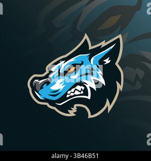 Wolf Mascot-Logo mit modernem Illustrationskonzept für Abzeichen, Emblem und T-Shirt. Wolf-Kopf-Illustration für Sportmannschaft. Stock Vektor