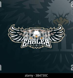 Eagle Maskottchen Logo Design Vektor mit modernem Illustrationskonzept Stil für Abzeichen, Emblem und T-Shirt Druck. Adler-Illustration für das Sportteam. Stock Vektor
