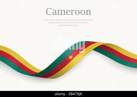Kameruner Flagge auf schwebendem Band. Vorlage für Unabhängigkeitstag Stock Vektor