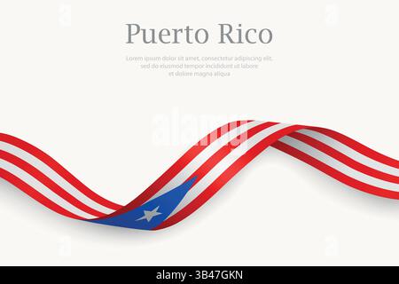 Puerto Rico Flagge auf schwebendem Band. Vorlage für Unabhängigkeitstag Stock Vektor