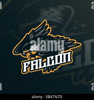 Falcon Mascot Logo Design Vektor mit modernem Illustrationskonzept Stil für Abzeichen, Emblem und T-Shirt Druck. Falcon Illustration für Sportmannschaft. Stock Vektor