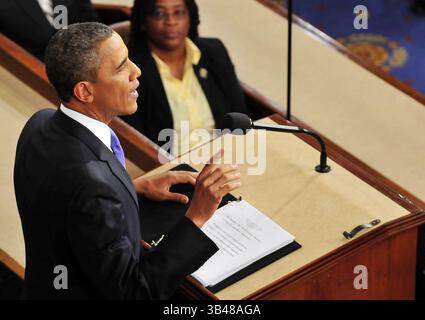 8. September 2011 - Präsident Barack Obama. Barack Obama Rede über die Schaffung von Arbeitsplätzen, Washington DC, Amerika - 08. September 2011. Präsident Barack Obama hält eine Rede über Arbeitsplätze und die Wirtschaft vor einer gemeinsamen Sitzung des Kongresses. (Kreditbild: ©Ron Sachs/CNP via ZUMA Wire) Stockfoto