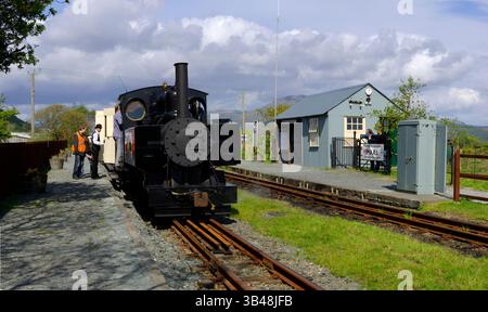 Baldwin, 490, Lokomotive, Welsh Highland Heritage Railway, Pen Y Mount. Stockfoto