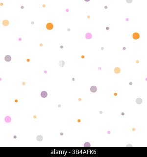 Polka Dot Pastellfarbenes nahtloses Muster, dekorative Boho-Textur von runden Kreisen in zufälliger Reihenfolge, einfaches minimalistisches Wiederholungsornament für Textilien, Geschenkpapier, Kinderzimmer-Dekor Stock Vektor