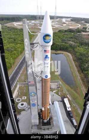 11. Februar 2013 - die Landsat Data Continuity Mission (LDCM) der NASA startet heute auf der Luftwaffenbasis Vandenberg, Kalifornien, Amerika. Die Manager haben den Startschuss für die Landsat Data Continuity Mission (LDCM) der NASA auf einer Atlas V-Rakete der United Launch Alliance von der Vandenberg Air Force Base in Kalifornien gegeben... Der Start ist für 10:02 Uhr (PST) geplant, vorausgesetzt, die Wetterbedingungen sind günstig..... Ein Sprecher der NASA sagt: „Die Landsat Data Continuity Mission (LDCM) ist die Zukunft der Landsat-Satelliten. Sie wird weiterhin va erhalten Stockfoto