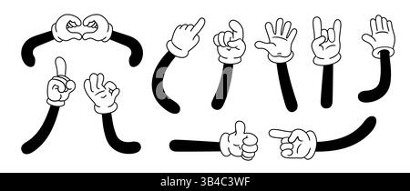 Set von Vektor-Cartoon-Händen im Retro-Stil Stock Vektor